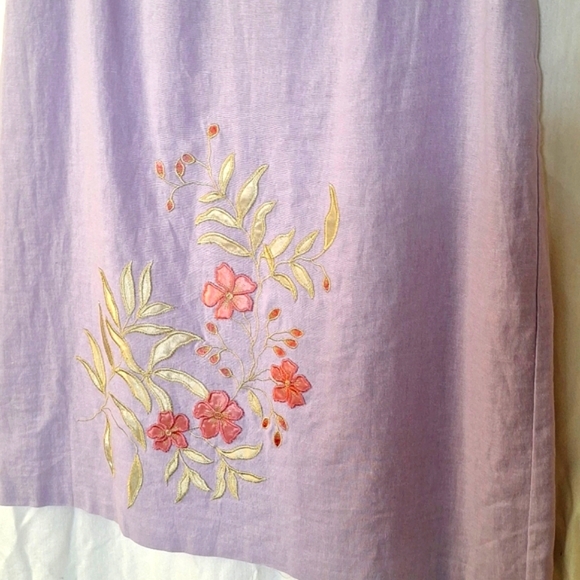 3/$20--Vintage Linen Embroidered Sheath Dress, Lavender Sz 6, NWOT - Picture 5 of 15